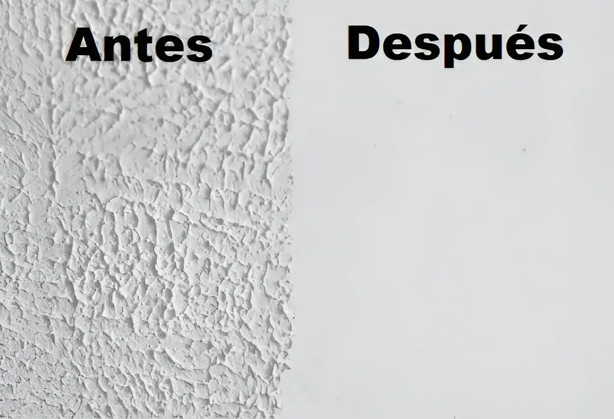 Antes y después de quitar gotelé en pared, trabajo de Los Pintores Castellón